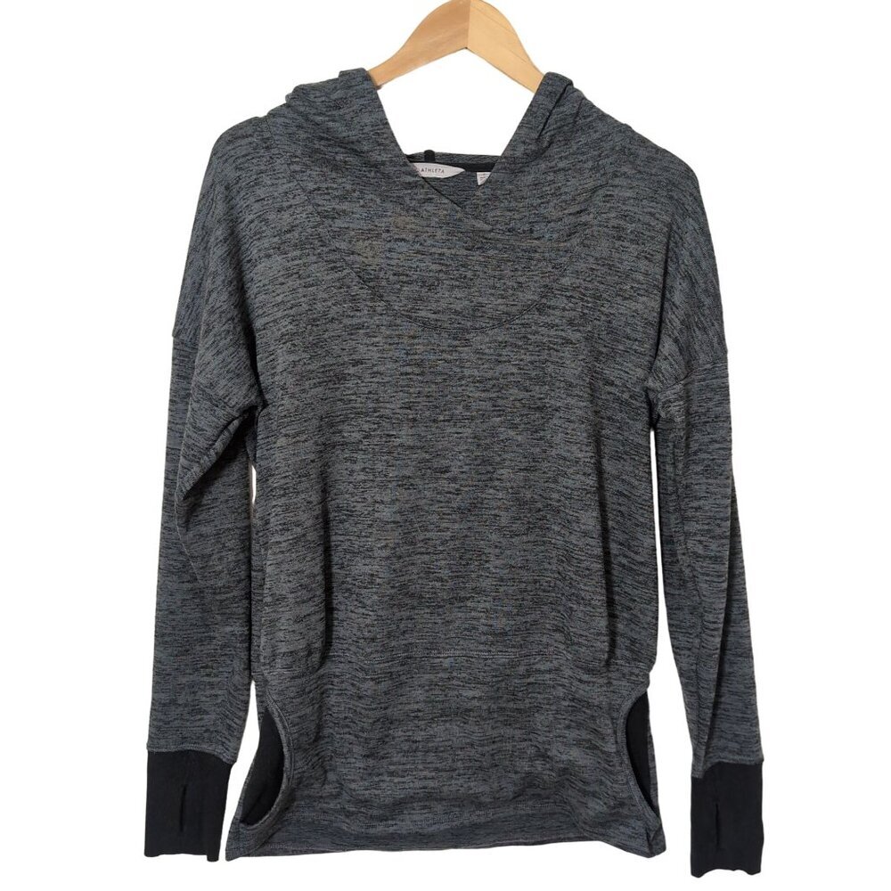 Athleta Batwing & Robin Hoodie Sweatshirt Womens‎ S Gray Thumbholes Athleisure